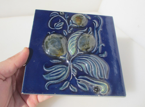 Vintage ceramic tile floral - ceramic,