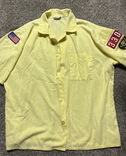 Vintage Boy Scouts /  Den Leader Yellow Button Shirt Women  Small W/ Patches
