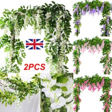 Artificial Fake Hanging Wisteria Silk Flowers Vine Plant Wedding Garden Trailing