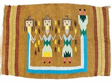 Antique Navajo Hand-woven Native American Yei Wool Rug 41 x 28'5 inches