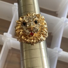 Elvis Presley Gold Plated Lions head Ring~ Size US 9UK R Jewelled