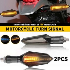 LED Motorcycle Turn Signals Amber Driving Light Universal Brake Lamp Smoke Lens