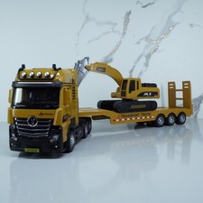 Toy Articulated Construction Truck with Trailer & Excavator Tractor