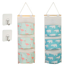 2 Hanging Organizer Wall Hanging Bag with 3 Pockets Hanging Storage Storage Bag