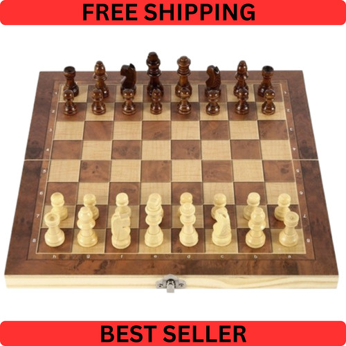 Large chess wooden set folding - large,