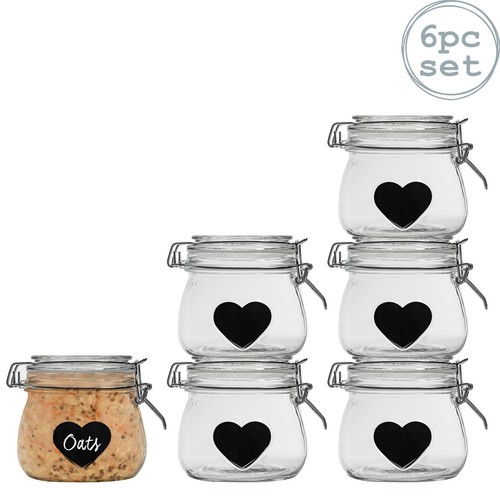 Heart glass storage jars - glass,