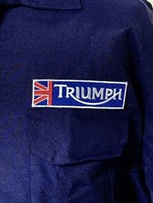 Triumph B Motorcycle Badged Zip Front Navy Overalls Size XL 46-48 Inch Chest