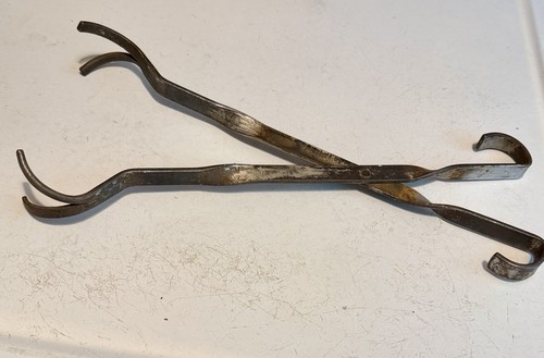 Vintage metal coal tongs - coal,