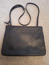 Ladies M&S Black Soft Leather Handbag with 2 separate zipped compartments