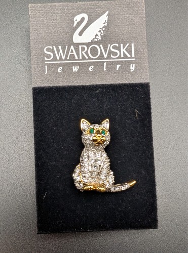 Swarovski crystal cat brooch - swarovski,