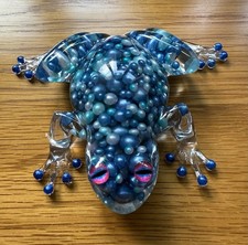 Resin Handmade Frog Ornament, Blue Decorative Mermaid Beads. Gift