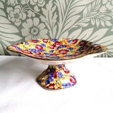 1930s Chintz Pedestal Bom Bom Dish - Sweet Pea Pattern Grimwades Royal Winton