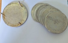 Elegant Silver Plated 7 Pieces Coaster Set Box Vintage Storage Bottle Coaster