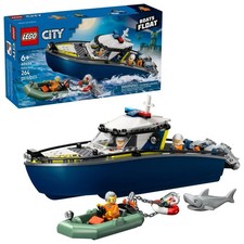 LEGO City 60456 Police Boat Chase Toy with Floatable Speedboat and Dinghy New