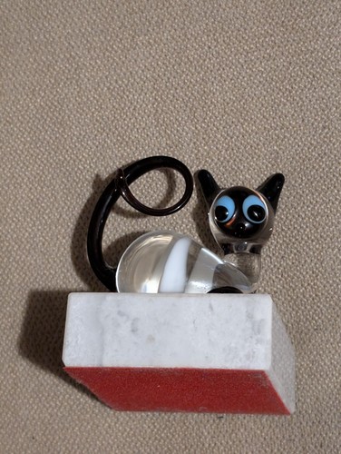 Murano hand blowing glass cat - murano,
