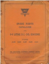 AEC 9.6 LITRE DIESEL ENGINE TYPE A204 A206-A208 A213 ORIG '48 FACTORY PARTS LIST