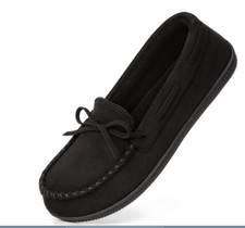 Hometop Womens Slippers Mocassins UK5 outdoor indoor non slip Memory foam Black