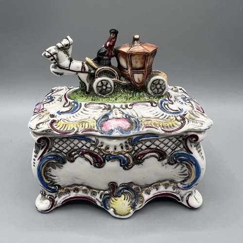Antique porcelain horse drawn - horse,