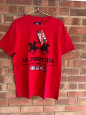 MEN'S LA MARTINA COTTON SHORT SLEEVE  T-SHIRT - RED - MEDIUM