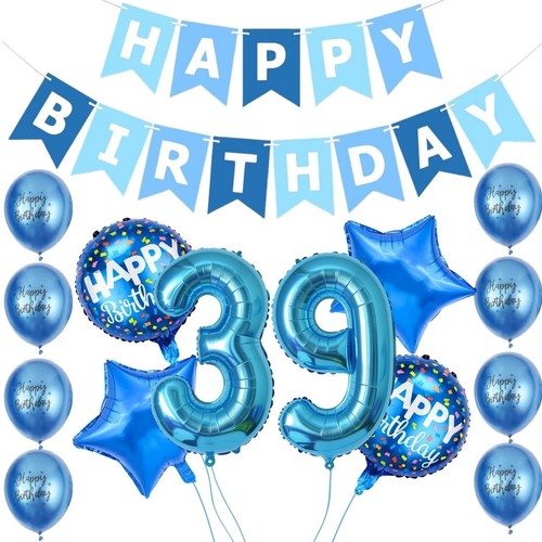 39th birthday decorations - 39th, blue