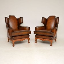Pair of Antique Leather Wing
