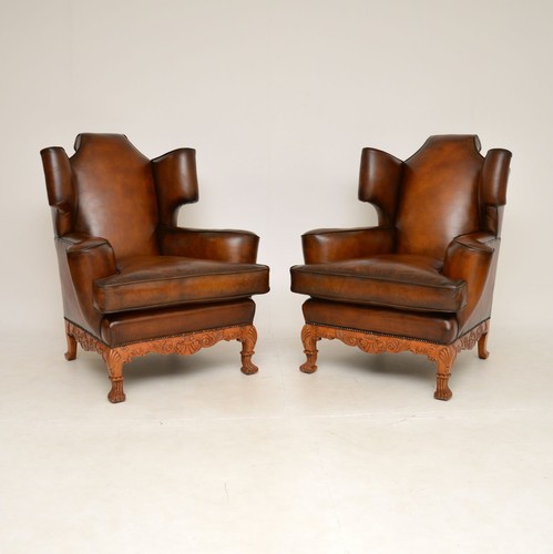 Pair antique leather - leather, wing