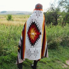 Mexican Blanket Southwest Aztec Diamond | Beige Yellow