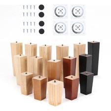 4pcs Oak Wooden Furniture Tapered Square Legs Feet For Sofa Chest Chair Stool