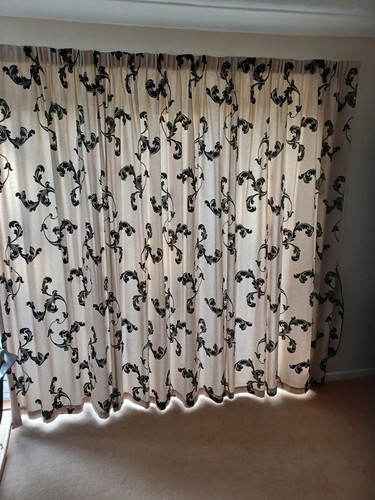 Beige black curtains 207cm - beige/black, l