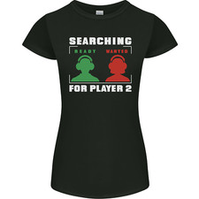 Player Two Wanted Funny Singles Day Gaming Womens Petite Cut T-Shirt