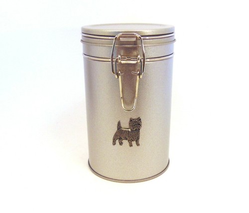 Cairn terrier dog - treat, tin
