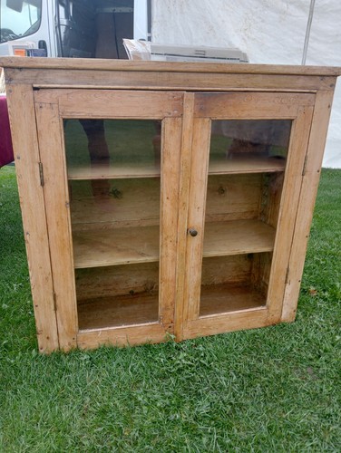 Victorian pine glazed cabinet - ,