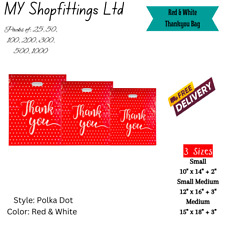 Red  Thank You Plastic Carrier Bags | Polka Dot Boutique Bags with Handle
