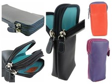 Leather Double Glasses Case Pouch by Golunski Various Colours Unisex in Gift Box