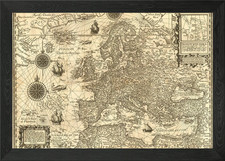 Europe Antique Old Map Framed