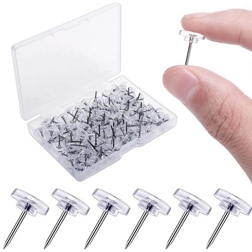 100 pcs push pins clear - 100,