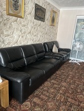 Black Leather Sofa Set With 3+3+2 Sofa