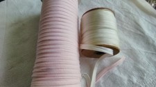 2 ROLLS VINTAGE BRAID 10mm silky flat Ivory,9mm baby pink gimp piping trim C826