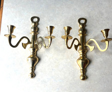 Vintage Pair Brass Wall Candle