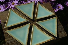 Set of 6 Vintage Hand Made Triangular Tapas Snacks Plates Crazed Glazing