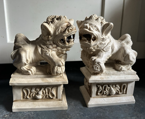 Pair antique carved - carved, chinese