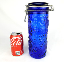 ⭐ Vintage Cobalt Blue Kitchen Storage Jar Spaghetti Flour Sugar Pasta