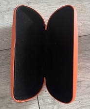 Specsavers Orange Glasses Case Snap Shut Hard Shell black felt interior 