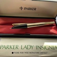 PARKER LADY INSIGNIA 14K   GOLD  NIB FOUNTAIN PEN N/MINT SUPERB ROLLED GOLD