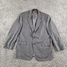 Chaps Blazer Mens 2XL XXL Grey Wool 2 Button Jacket Tweed Check