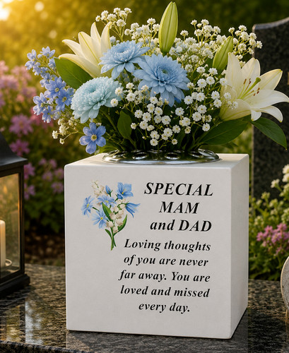 Mam dad memorial flower vase - mam,