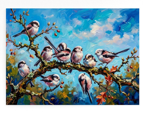 Long tailed tit birds canvas - long,