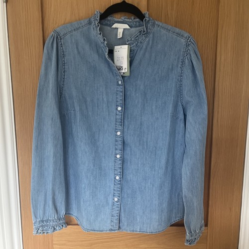 Blue denim shirt top - denim,