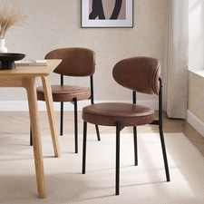 Dusk Mia Tan Faux Leather & Black Metal Set of 4 Dining Chairs RRP £129