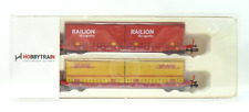 HOBBYTRAIN N GAUGE H23764 FLATCAR sgkkms 689 RAILION / DHL FREIGHT CAR SET DB VI
